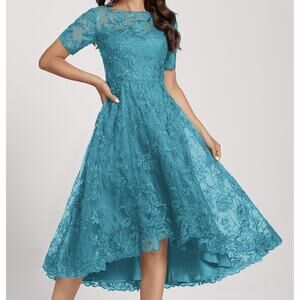 A-line Scoop Asymmetrical Sequin Lace Cocktail Dress With Sequins #285512 Size 4